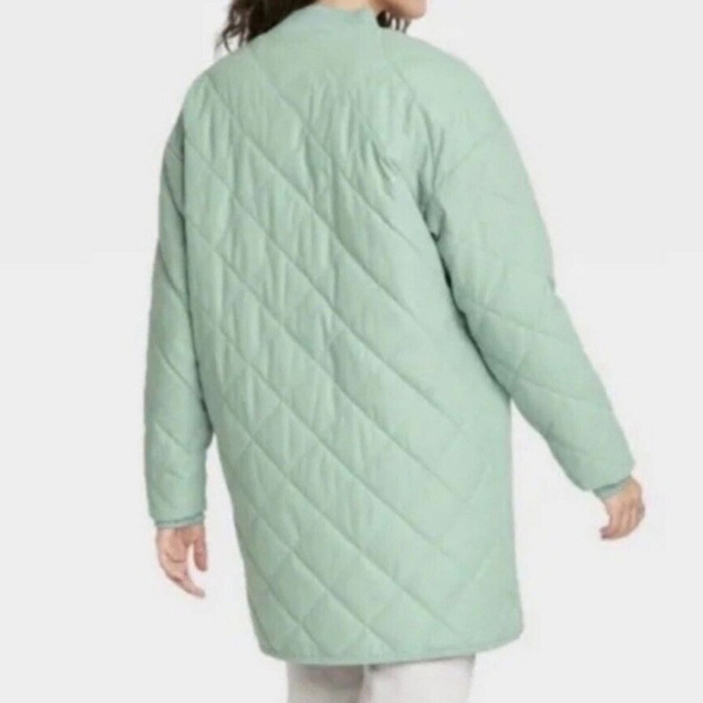 Quilted Jacket Universal‎ Thread Light Green Snap Front Coat Medium Length - Picture 11 of 11